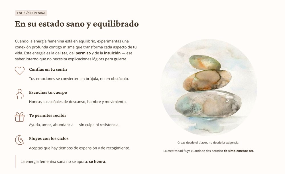 Página interior — la energía femenina en su estado sano y equilibrado